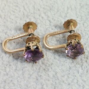 Vintage 12k G.F. screw back Amethyst earrings